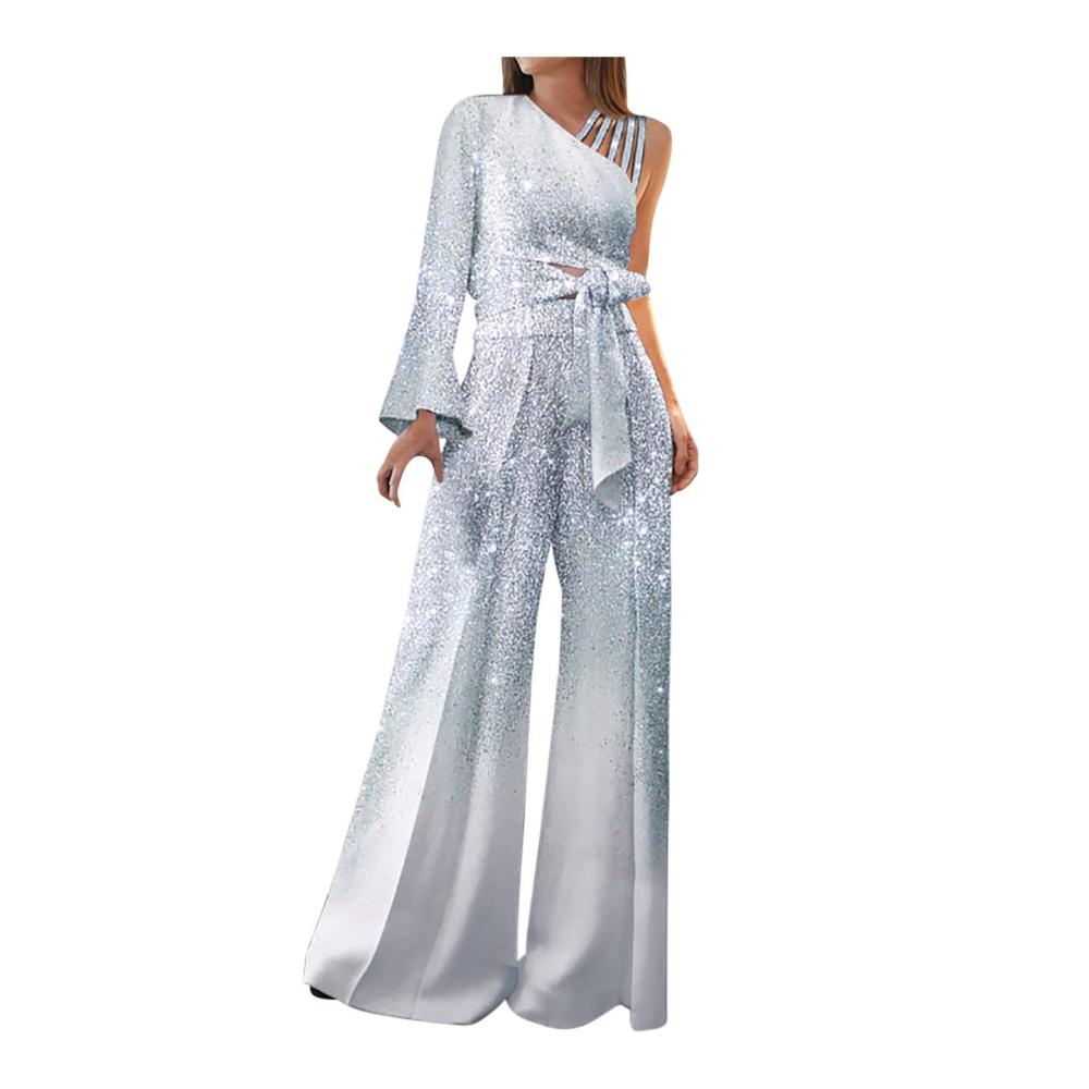 Stylisches Crop-Top- und Bundfaltenhosen-2-Teiler-Set mit 3D-Print für Damen