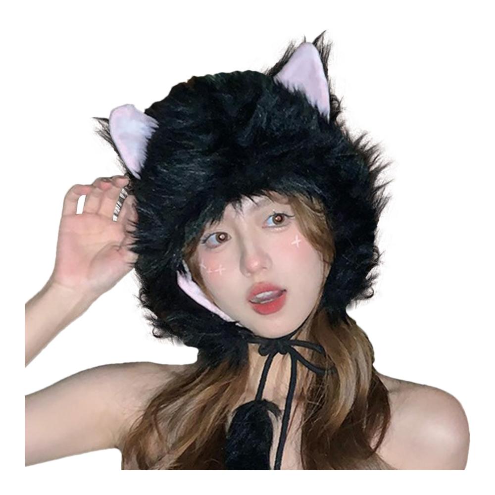 Entdecke die Wärme Flauschige Strickmützen mit Tierohren für kalte Tage und festliche Anlässe - Perfekt für Outdoor-Mode Tanzen Halloween Party und Weihnachten