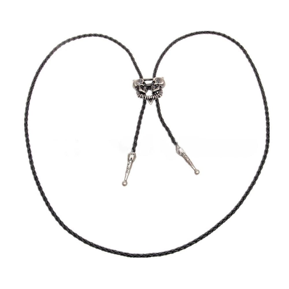 Einzigartige Vintage Bolo Krawatten Stilvolle Doppelte Totenkopf Kopf Krawatte für Damen und Herren - Ideal für Western Cowboy Musik Konzerte Rodeos und Gothic Styles