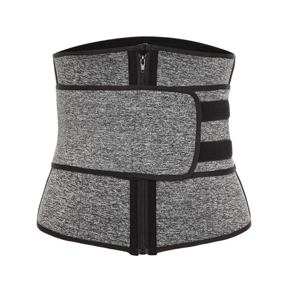 Taillenmieder für Damen - Bauchweggürtel verstellbar Sport Korsett Gurt Fitnessgürtel Waist Trimmer Grau L