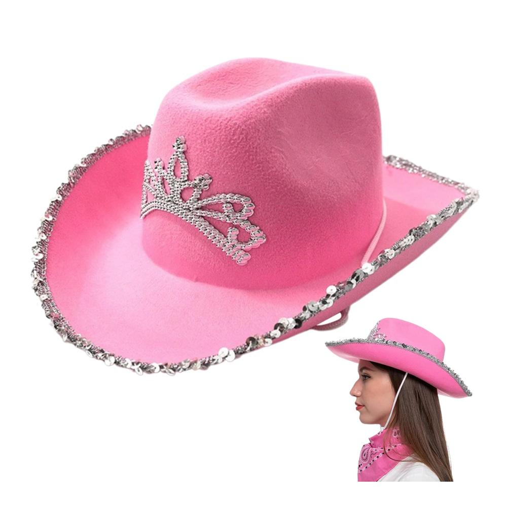 Stilvoller Cowboyhut für Damen Elegantes Tiara-Muster und authentisches Design - Perfektes Accessoire für Western-Partys und Kostüm-Outfits