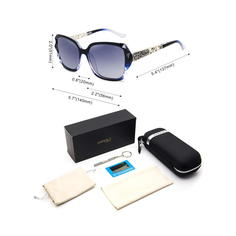 Elegante Damen-Sonnenbrille Überdimensional polarisiert funkelnder Verbundrahmen in klassischen Farbtönen. Ein Must-Have für sonnige Tage