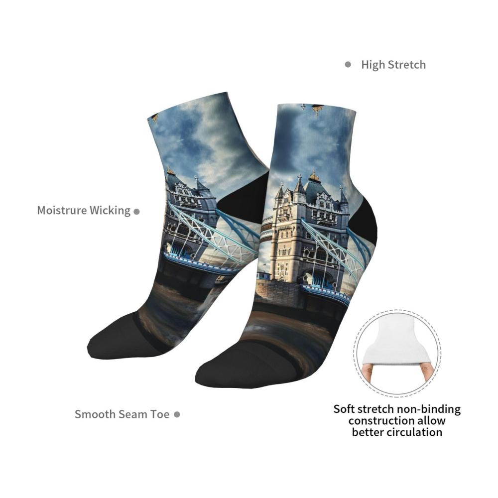 Knöchelsocken mit modischen Mustern – Historic Old Tower Bridge London – Socken im Großhandel für Damen und Herren eine Einheitsgröße für alle