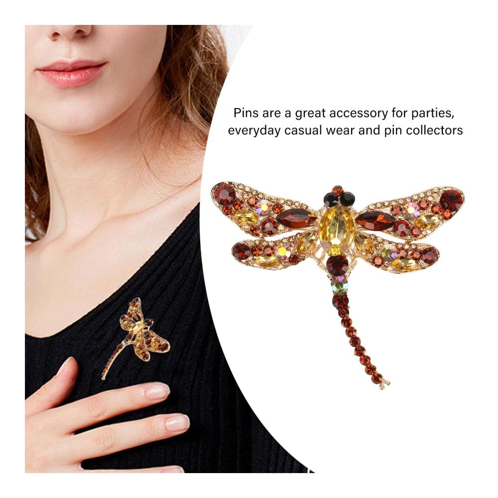 2er Pack Europäische Libellen Broschen Damen Vintage Tier Insekten Broschen Große Broschen Strass Kristall Anstecknadeln Schmuck für Frauen Mädchen