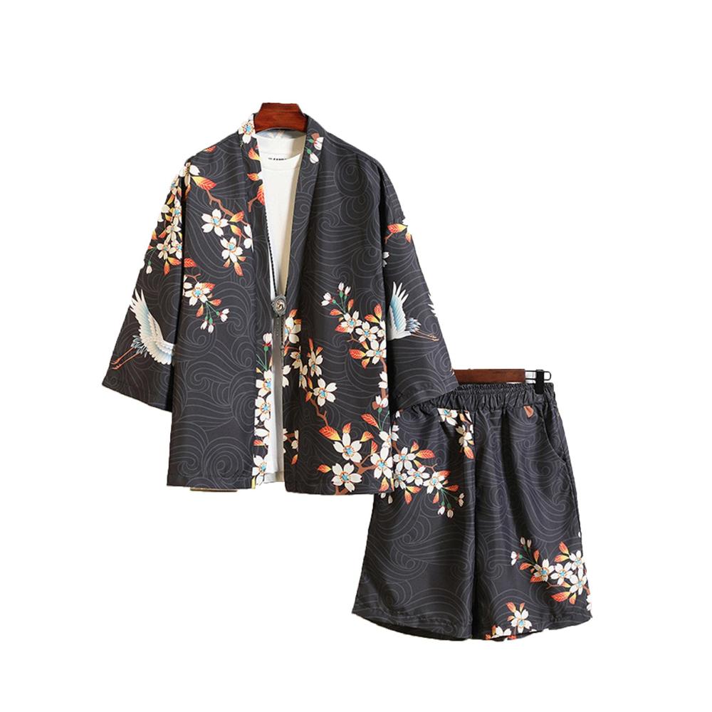 Erleben Sie luxuriösen Komfort Japanischer Stil Kimono Schlafanzug für Herren – Perfekter Sommerpyjama in Schwarz-5XL! Entdecken Sie jetzt ultimative Entspannung