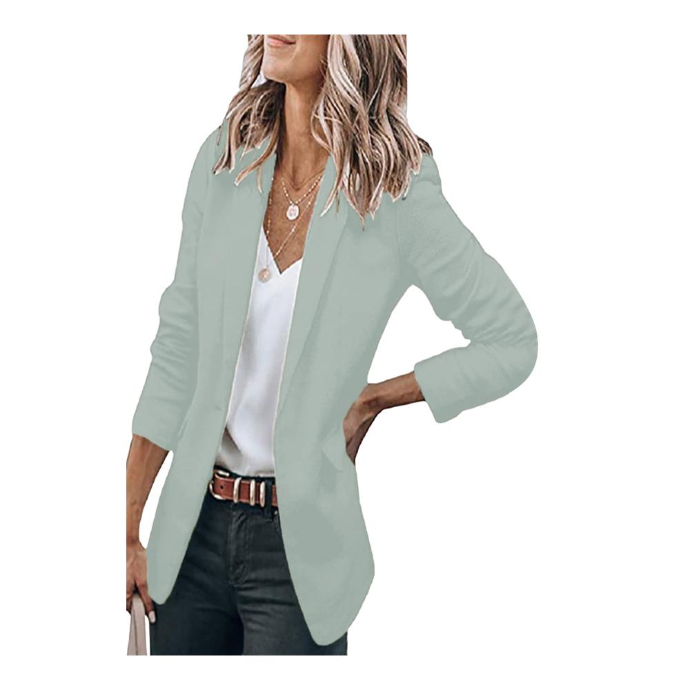 Stilvoller Damen Blazer Eleganter Plus-Size Blazer für Büro und Freizeit – Langärmlige Jacke mit offener Vorderseite und praktischen Taschen