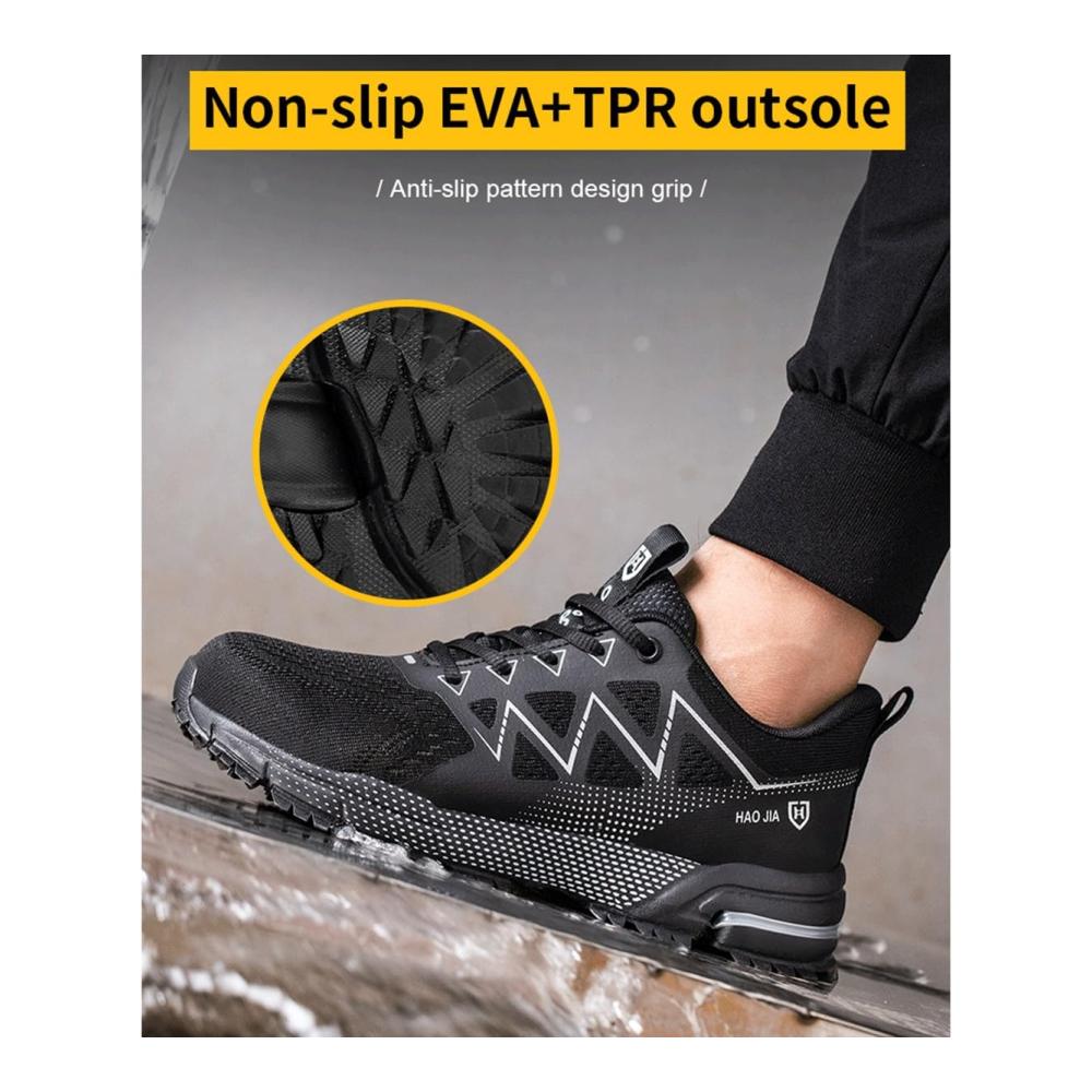 Ultimativer Komfort Leichte Arbeitssicherheitsschuhe für Industrie & Bau. Atmungsaktives Fliegenweb-Design für angenehmes Tragen. Unisex-Sicherheitsschuhe mit Anti-Smash- und Anti-Pannenschutz