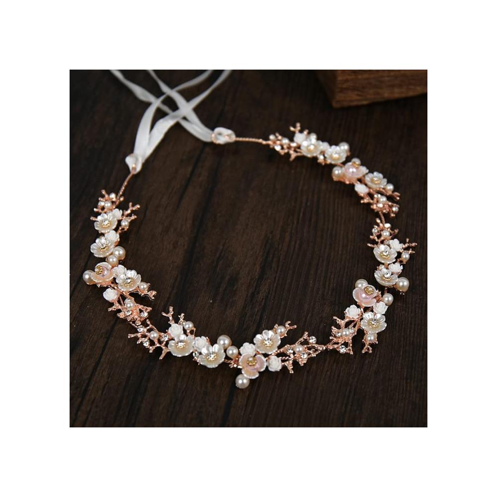 Erstaunliches Diadem! Perfekte Ergänzung für Hochzeiten & Events. Roségoldenes Stirnband mit Perlen & Kristallen. Exquisiter Brautschmuck. Jetzt sichern