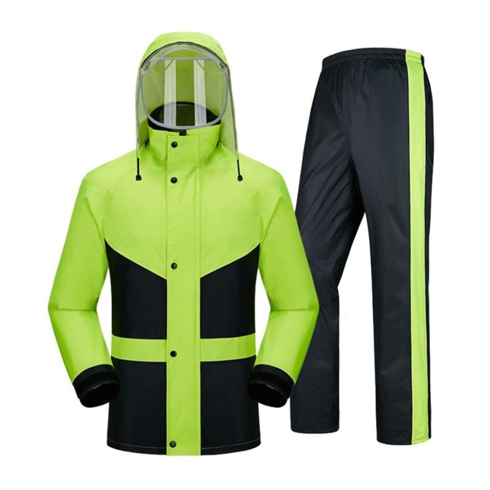 Ultimativer Schutz bei jedem Wetter Unisex Regenjacken-Set für Männer und Frauen | Wasserdicht winddicht hohe Sichtbarkeit | Ideal für Arbeit Golf Angeln | Größe L Grün