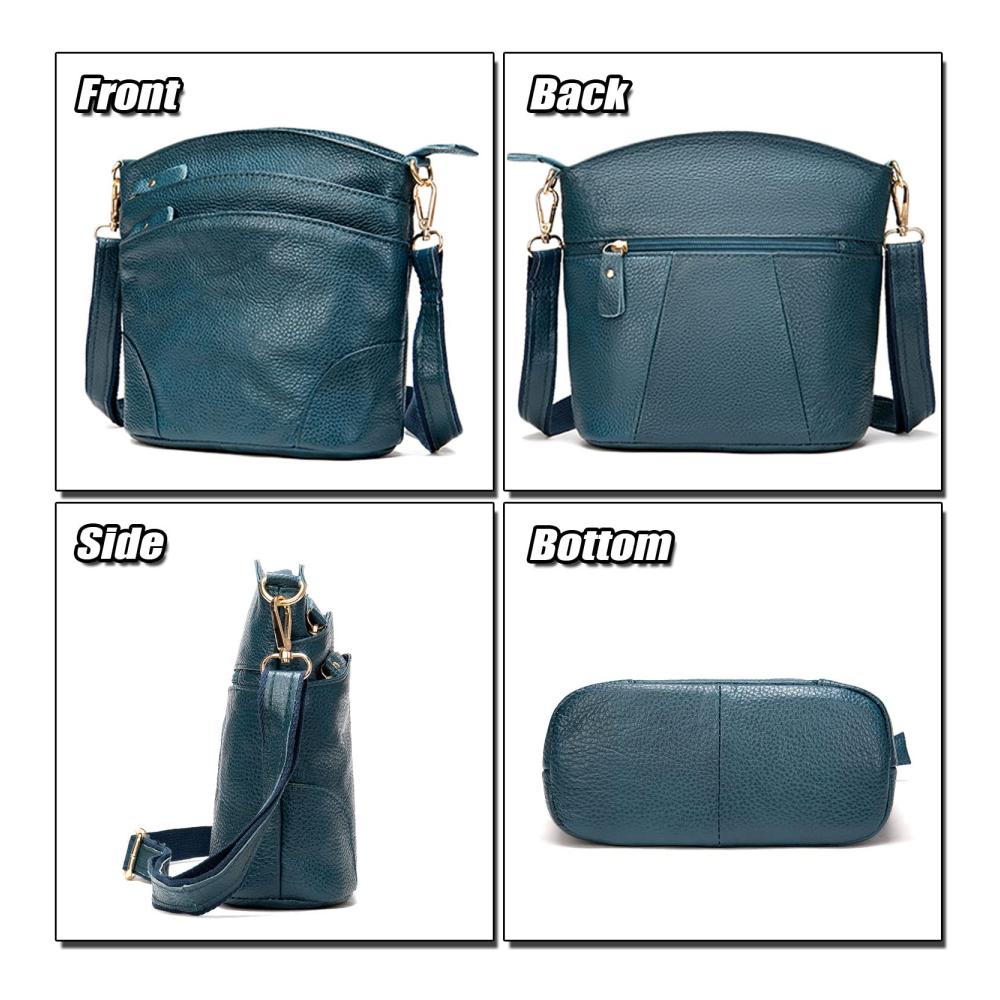 Ein Must-have für Stilbewusste Elegante Umhängetasche aus echtem Narbenleder mit 3 praktischen Reißverschlussfächern. Verstellbarer Riemen für optimalen Tragekomfort. Jetzt sichern