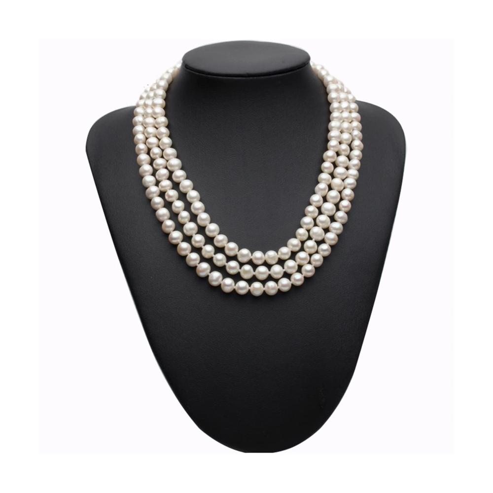 Exquisite Süßwasserperlenkette Echter Schmuck für besondere Anlässe! Glamouröser DREI-Ständer-Choker ideal für Bräute und Glücksmomente. Erwerben Sie Ihre Schönheit jetzt