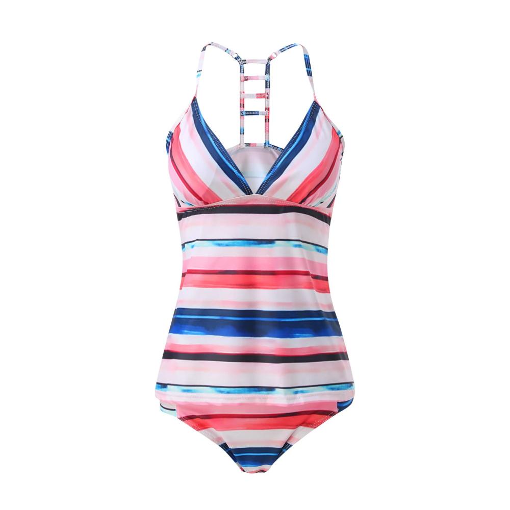 Attraktive Damen Bikini-Sets Neckholder mit V-Ausschnitt & Sheer Mesh – Moderne Mid Waist Zweiteilige Bademode