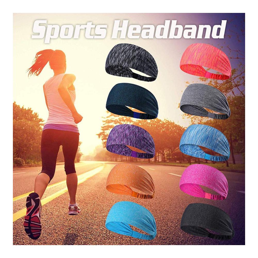 Schweißabsorbierendes Sport-Stirnband für Damen und Herren - Kopfband für Damen und Herren aus rutschfestem elastischem Material mit Anti-Rutsch-Streifen