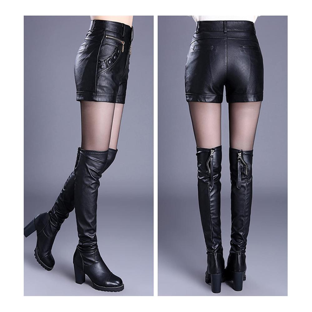 Entdecke den ultimativen Style Damen PU-Leder High Waist Shorts mit Reißverschluss für Nightlife & Bühnenkunst. Jetzt erhältlich für deine perfekte Performance