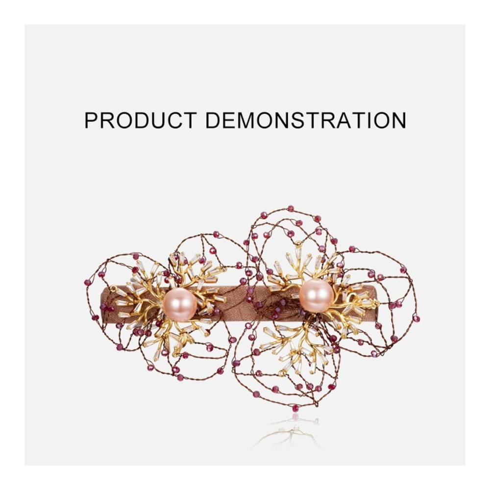 Kristall-Haarschmuck Clips Haarnadeln | Glitzernde Perlen auf geflochtenem Kupferdraht | Sommer-Fee-Haarspange für den eleganten Rückenkopf | 9 * 5.3cm in B erhältlich. Entdecke den Zauber