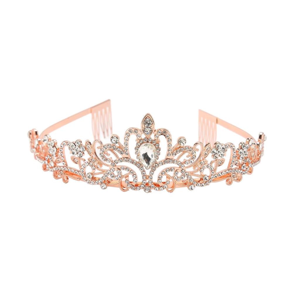 Schimmernde Roségold-Diademe Die ultimative Wahl für Hochzeitsprinzessinnen! Exquisite Brautkrone als glamouröse Halloween-Dekoration. Jetzt sichern