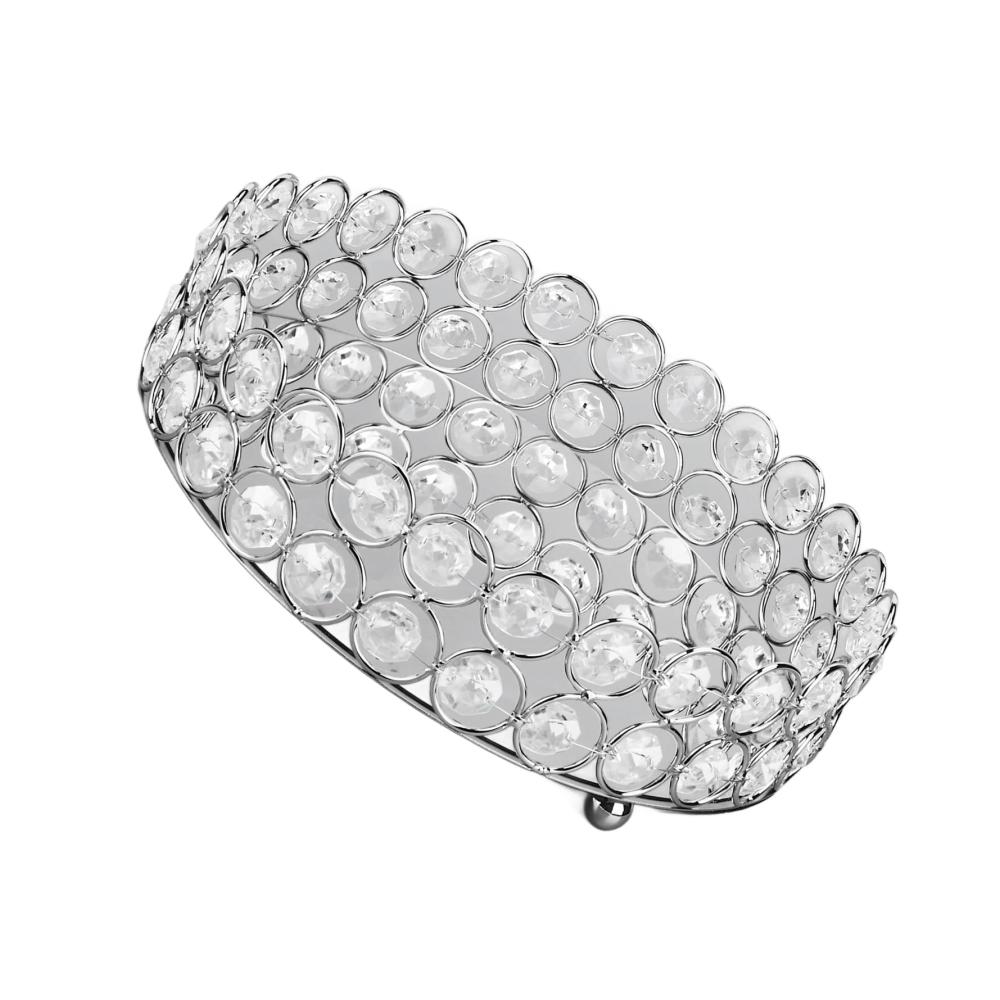 Elegantes Kristall-Schmucktablett Glänzendes Make-up- und Parfümtablett für stilvolle Frauen und Mädchen - Silberfarben 20x3 cm Luxus pur