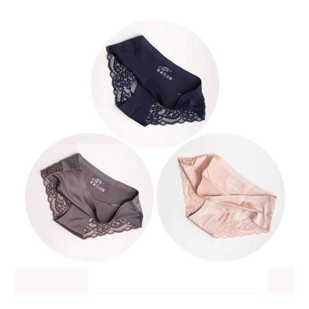 Gepolstertes Frauen-Unterwäschen-Set weicher nahtloser Hipster-Slip mit Spitze und niedrigem Bund 3er-Pack