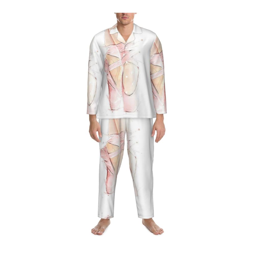 Gemütlicher Herren-Schlafanzug mit Ballett-Motiv | Langärmeliges Pyjama-Set für erholsame Nächte | Stilvoll und bequem