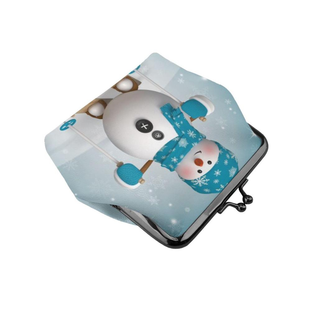 Weihnachtliche Mini-Münzbörse mit Schneemann Schneeflocke und Leder - perfekt für den Alltag und als Geschenk