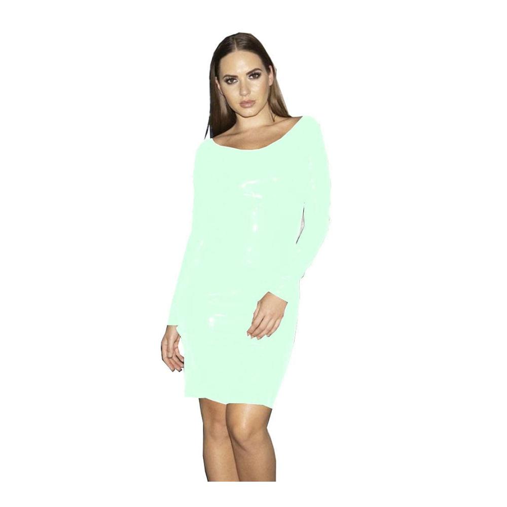 Einladendes Plus-Size Herbstkleid PVC Bleistift Bodycon festlich und sexy. Perfekt für Party! S-7XL Schaufelhals Langarm Mini. Jetzt entdecken