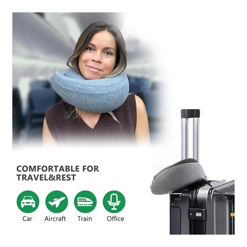 Ergonomisches Nackenkissen zur Entspannung auf Reisen im Zug Auto und Flugzeug dank neuem Verstellbereich und optimierter Stützwirkung | Wander Plus | Grau