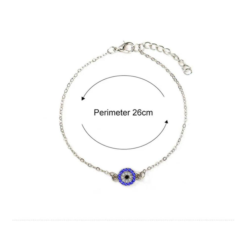 Edelstahl Fußkettchen mit Türkischem Bösen Blick 21.5cm - Modischer Boho-Sommerstrand Schmuck für Frauen Ideales Geschenk