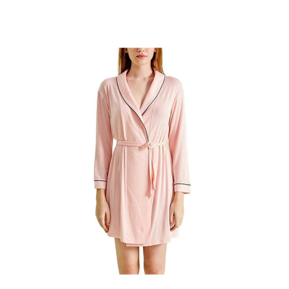 Entzückende Baby Dolls & Negligees Weiches Nachthemd Modal Sexy Nachtwäsche Loungewear Pocket Dressing Gown Für Frauen Pink-S