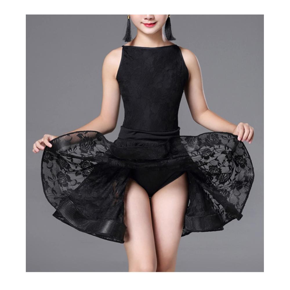 Einzigartiges Mädchen Latein Tanzkleid für  Rumba Samba & mehr – Kinder Falbala Ballsaal Aufführungsoutfit in Schwarz – Perfekt für Party und Performance – Größe 8 Jahre