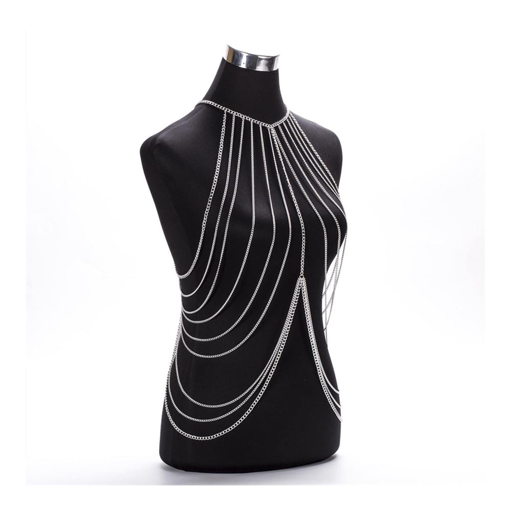 Einzigartige Goldkörperschmuck-Kollektion für Frauen Party-Körperketten Bikini-Accessoires sexy Oberteile und BHs. Verführerische Brustketten und Geschirr für deinen glamourösen Look