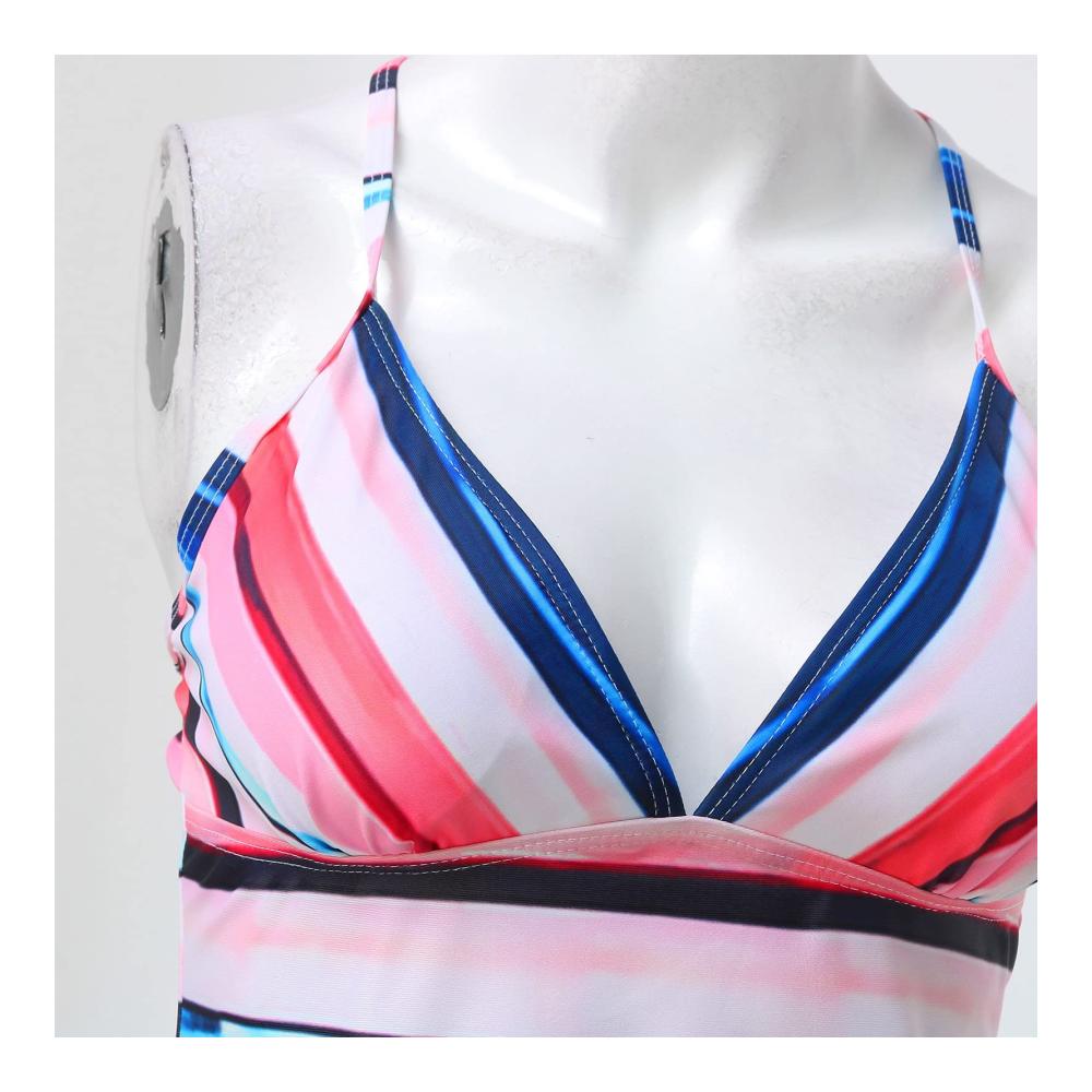 Attraktive Damen Bikini-Sets Neckholder mit V-Ausschnitt & Sheer Mesh – Moderne Mid Waist Zweiteilige Bademode