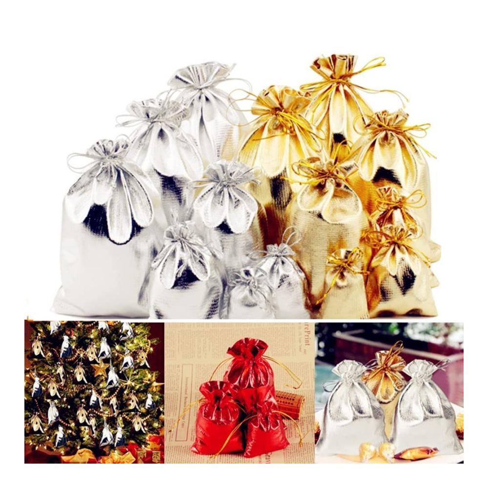 50er Packung Metallic Organzabeutel mit Kordelzug transparente Süßigkeitentüten vielseitig einsetzbar für Schmuck Dekoration Partys Hochzeitsgeschenke und mehr