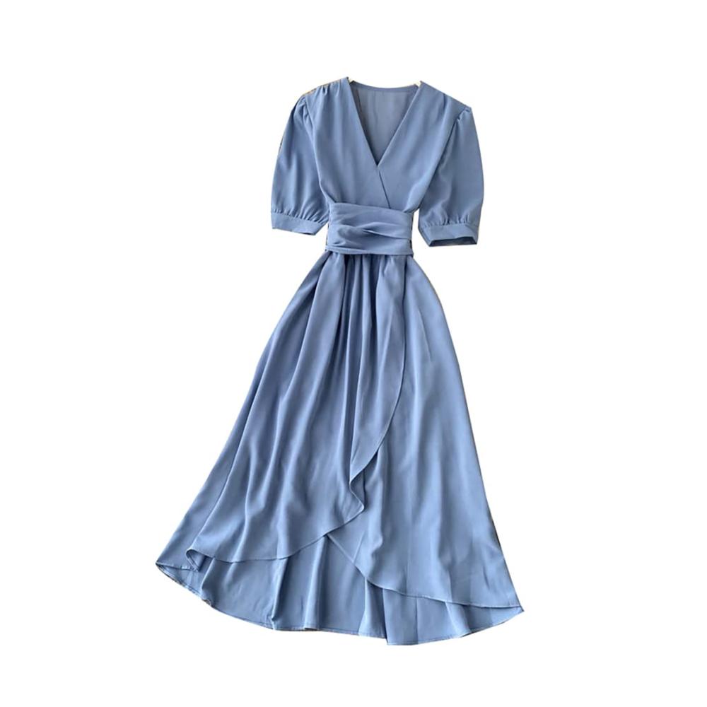 Elegantes Cocktail-Wickelkleid Damenkleid mit V-Ausschnitt und Taille-Schnürung für stilvolle Party-Abende. Perfekt für glamouröse Auftritte und unvergessliche Feiern