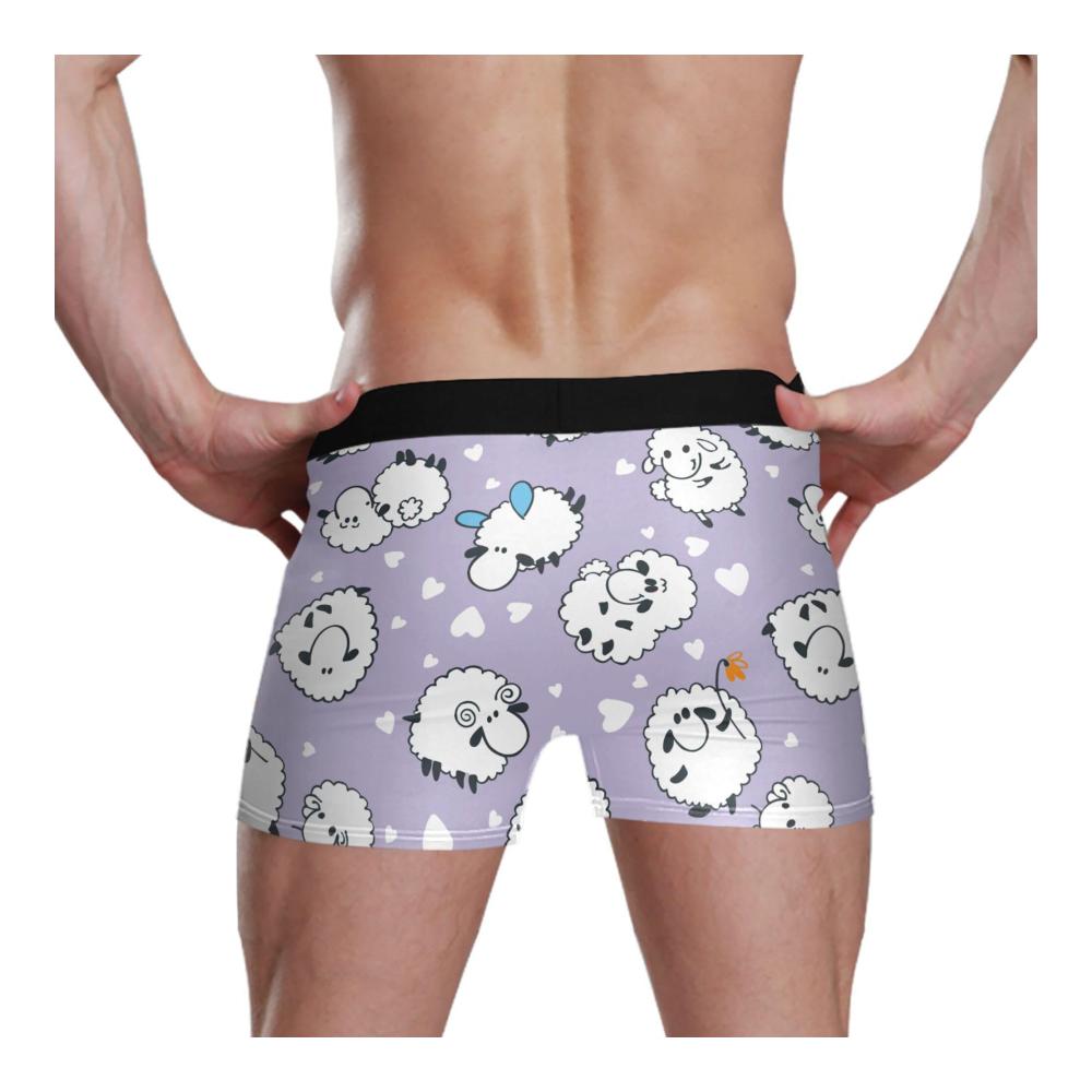Entzückende lila Boxershorts für Herren mit Cartoon-Schafmotiv | Laufunterwäsche in Größe S | Komfort und Stil vereint