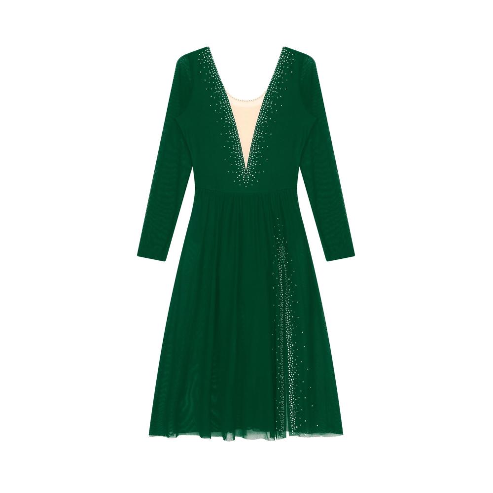 Entzückendes Damen Ballettkleid Elegante Langarm-Performance für Tanz und Gymnastik. Durchsichtiges Mesh und Tüll verleihen stilvolle Leichtigkeit. Perfekt für Contemporary und Ballsaal
