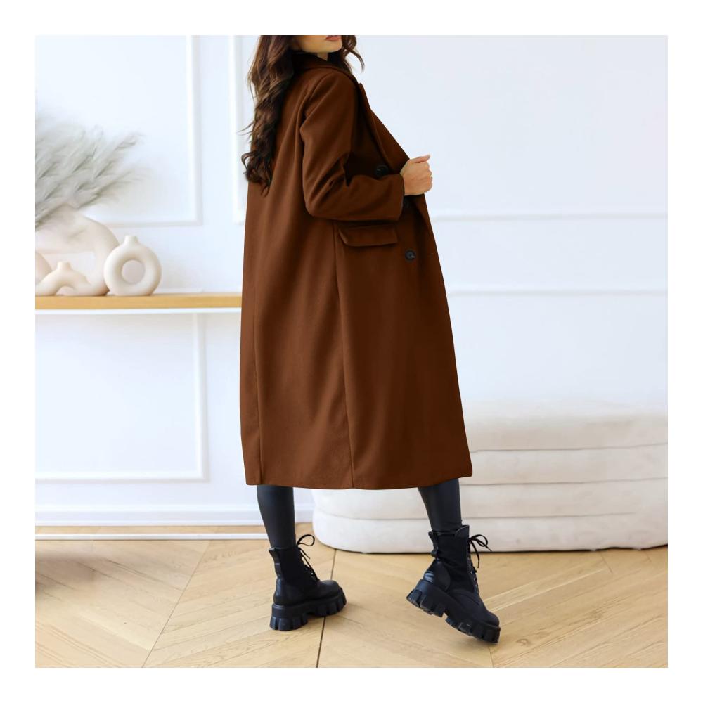 Damen Herbst Winter Stehkragen Softshelljacke Langarm Kapuze Tasche Wollmantel Mantel Elegant Praktisch Gürtel Freizeit Zipper Wintermantel Taschendekoration Casual S Bis 2XL