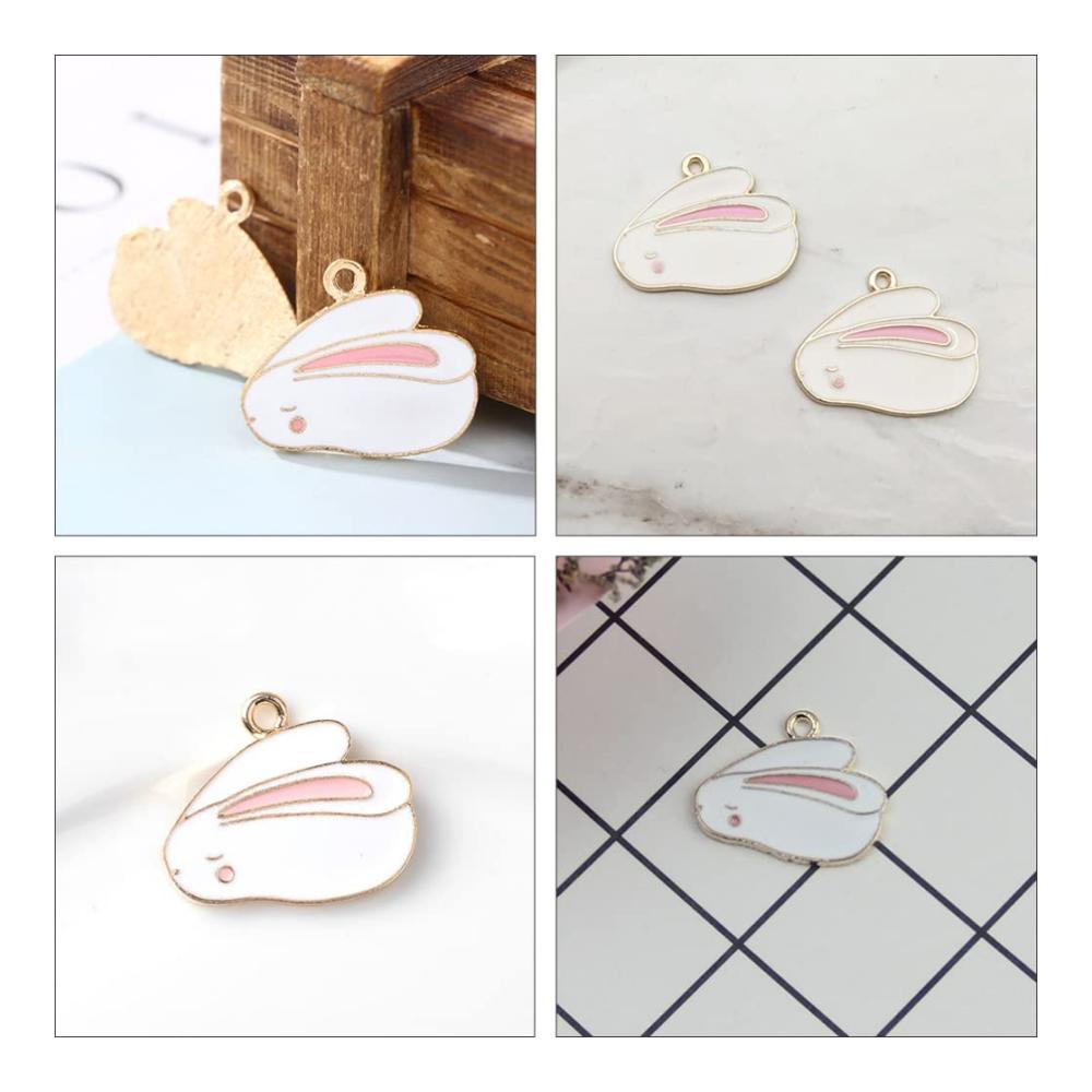 Hochwertige Kaninchen-Öltropfen-Anhänger 10 Stück entzückende Tiercharms aus Emaille für individuelle Schmuckstücke! Perfekt für Ostern und Weihnachten