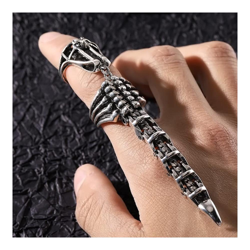 Vintage Gothic Ringe Set Verstellbare Herren und Damen Ringe stilvolle Scorpion Knuckle Joints in Silber - Perfekte Punk-Accessoires