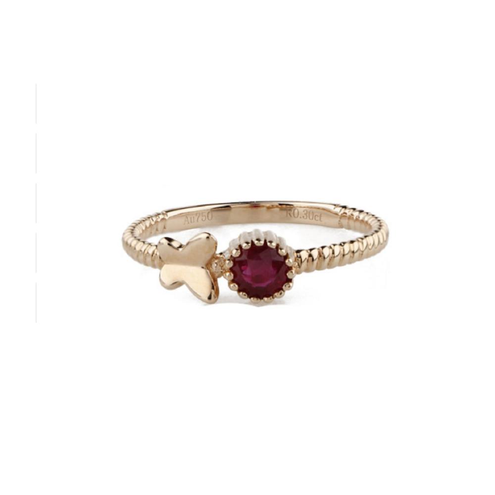 Einzigartiger 18 Karat Gold Rubin Verlobungsring für Frauen - Schillernde Ringe mit 03 Karat natürlicher Rundschliff. Ein bezauberndes Symbol der Liebe