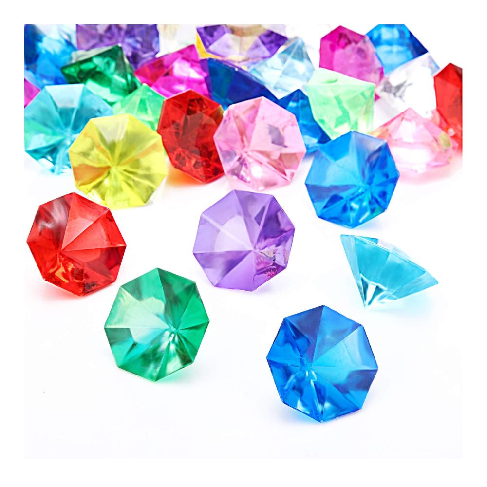 Entdecken Sie funkelnde Schätze Edelstein-Set für Piratenabenteuer! Große Acryl-Diamanten in lebendigen Farben. Ideal für Schatzsuchen und Partygeschenke. 25 Karat für Kinder