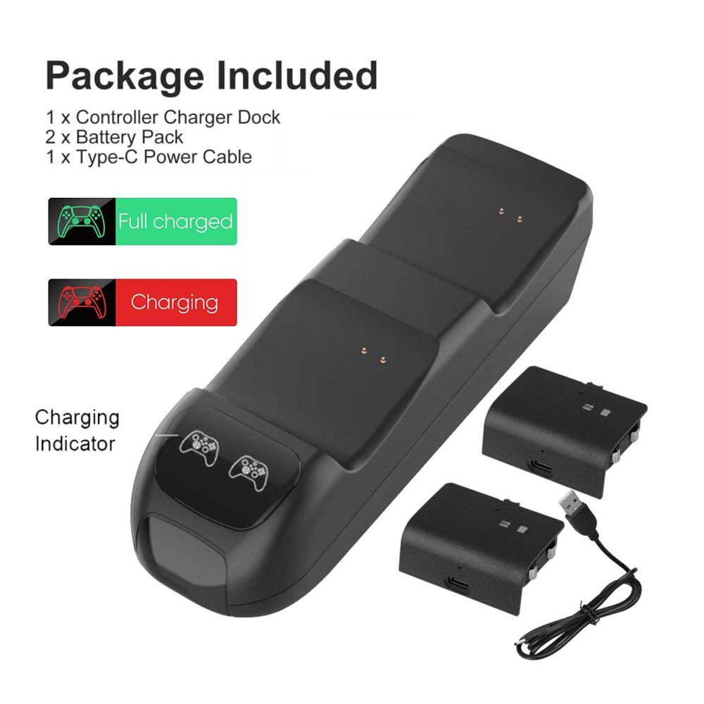 Weekender Ladestation Controller Doppel-Dockingstation kompatibel mit Xbox Series S/X Gamepad USB-Ladestationen mit 2 Schnelllade-Steckplätzen für Xbox One X/S DualSense und Switch Pro Controller