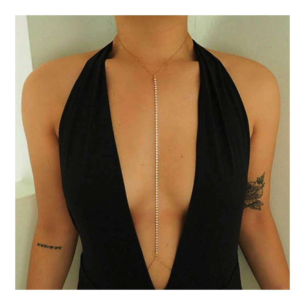 Entzückende Silberkette mit Y-Anhänger Verführerische Körperketten für ein funkelndes Bikini-Outfit. Ein Must-have für Frauen und Mädchen