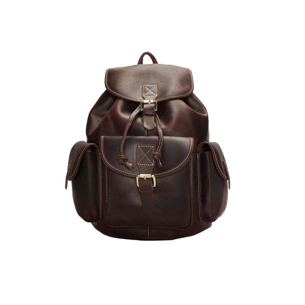 Stilvolle Messenger-Bags für Herren Retro Crazy Horse Skin groß & praktisch. Ideale Reisetasche & Tagesrucksack für Outdoor-Abenteuer! (Farbe Braun Größe M