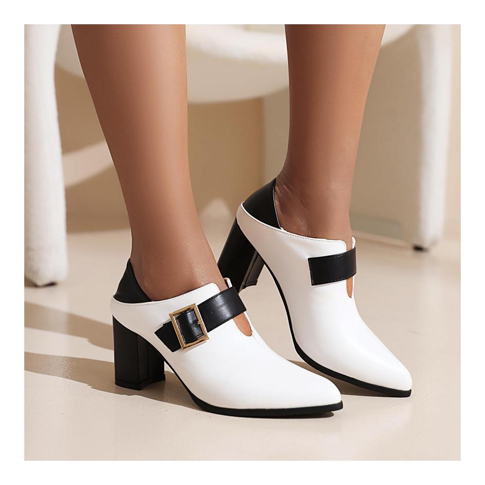 Damen Spitze Zehen Chunky Heel High Heel Schuhe Zwei Verwenden Loafer Einfache Zweifarbige Pumps Stilvoll Vielseitig Bequem - Jetzt Bestellen und Ihren Look Perfektionieren