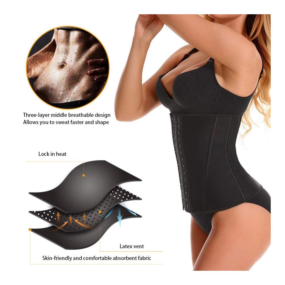 Taillenmieder Shaper Shaping Control Top Shapewear Damen Unterbrust Corsage Bauch Korsett Körperformend Atmungsaktiv Taillentrainer mit 3-Reihen-Verschluss Stark Formend Mieder Schwarz S