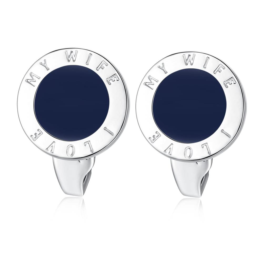 Elegante Edelstahl Manschettenknöpfe für Herren Romantische Hochzeit Accessoires I Love My Wife von Honey Bear - Einzigartige Runde Cufflinks MEHRWEG