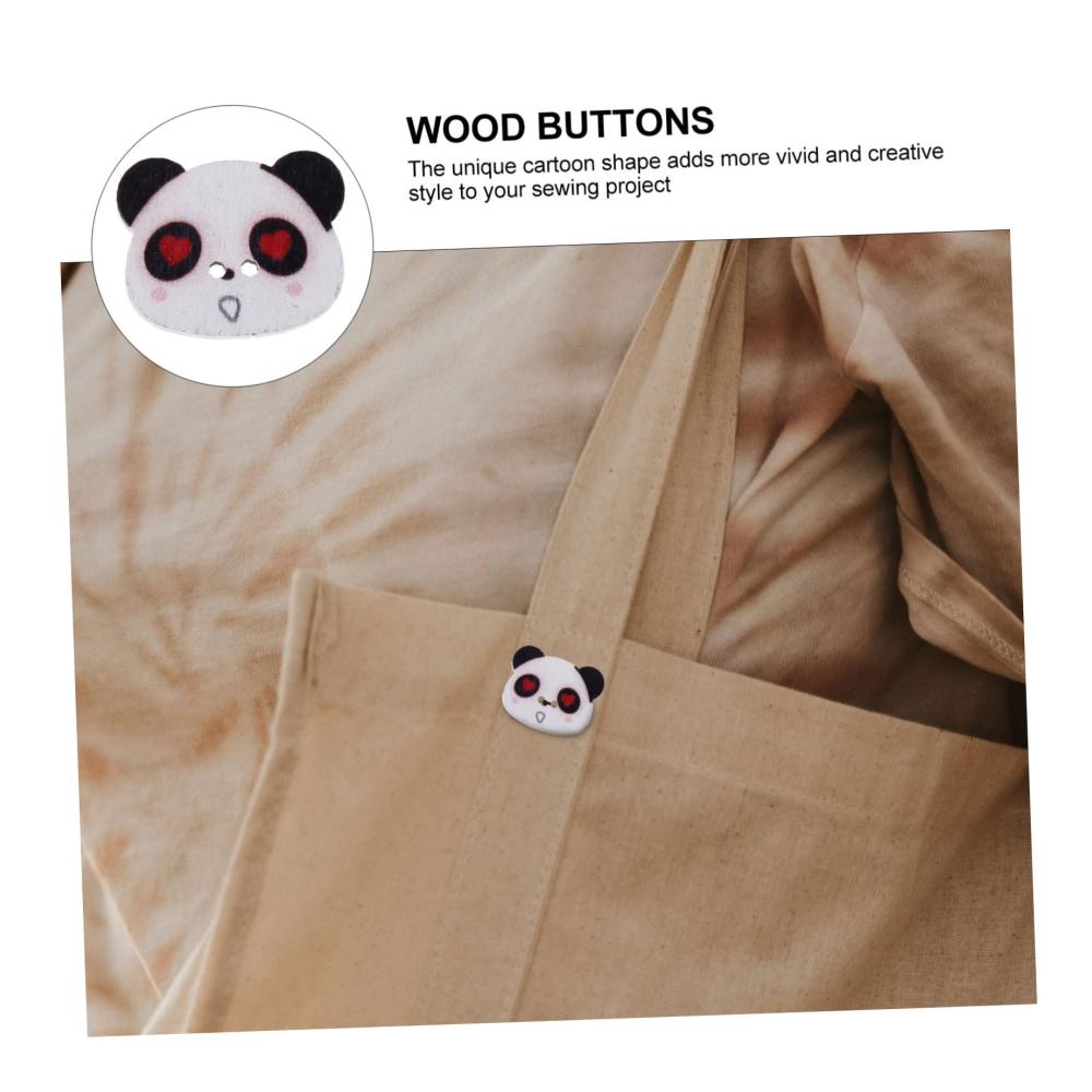 100 Panda-Kopf-Holz-Knöpfe süß & bunt vielseitig verwendbar