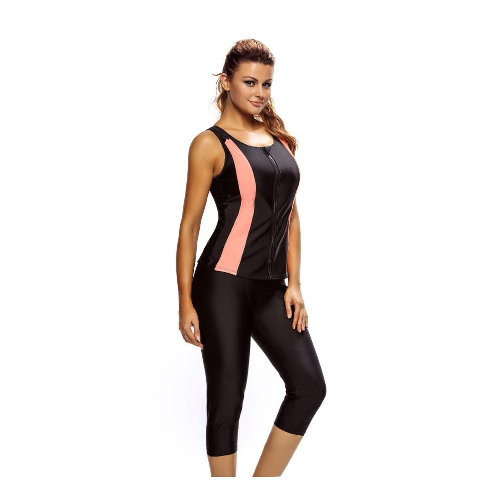 Stilvoller Damen Rashguard UV-Schutz Reißverschluss ärmellos. Perfekt fürs Surfen und Baden. Holen Sie sich jetzt dieses zweiteilige Neoprenanzug-Set