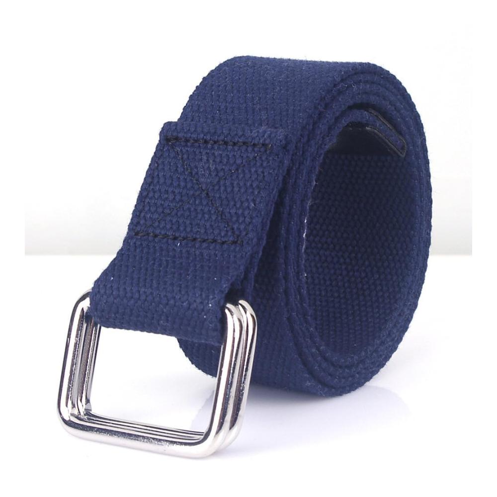 Einzigartiger Blauer Canvas-Gürtel Doppelte D-Ring-Schnalle für Street-Style. Ideal für Männer & Frauen! Robustes Design für Jeans & Freizeit. Jetzt zugreifen