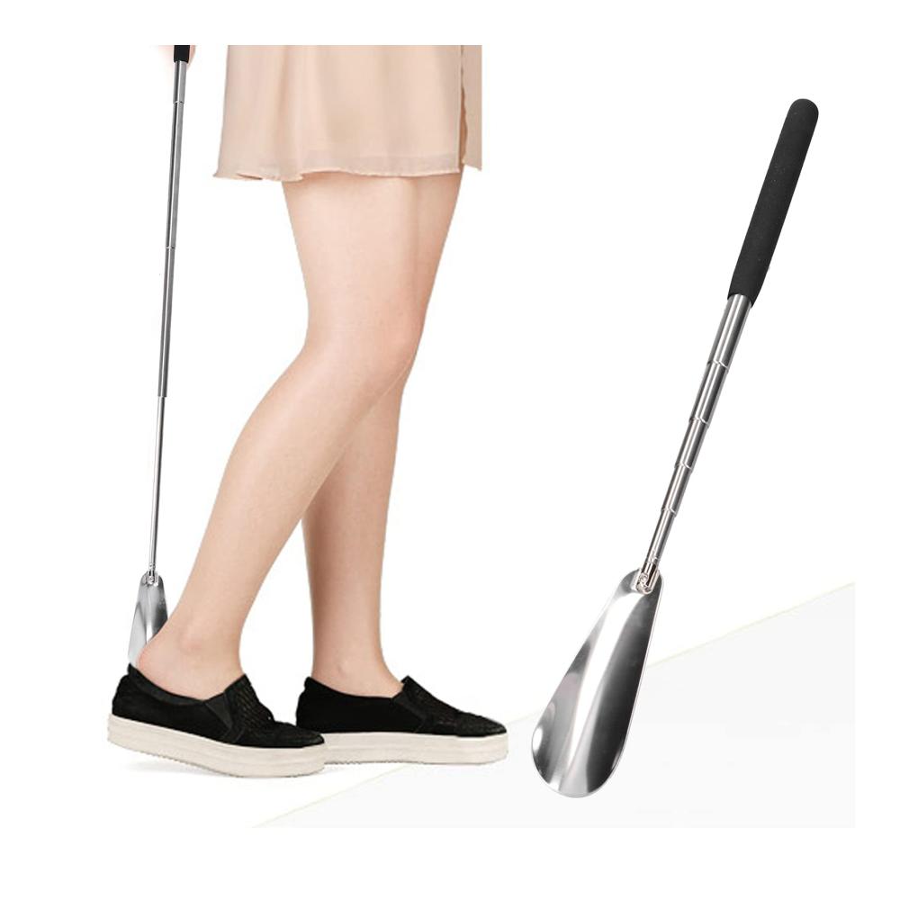 Bequemer Einstellbarer Schuhlöffel mit Extra-langem Griff - Premium Teleskop Edelstahl für müheloses Anziehen von Stiefeln und Schuhen - Ideales Accessoire für Senioren und die ganze Familie